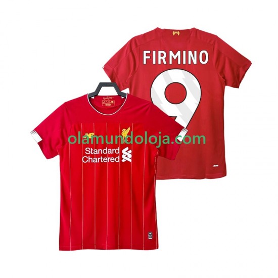 Camisola Liverpool FIRMINO 9 2019 2020 Retro Homem Equipamento Primeiro Manga Curta